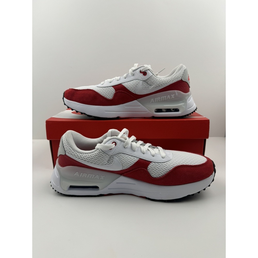 Nike Air Max SYSTM Men's Size 11.5 Low White University Red DM9537-104 Shoes New - Picture 2 of 5
